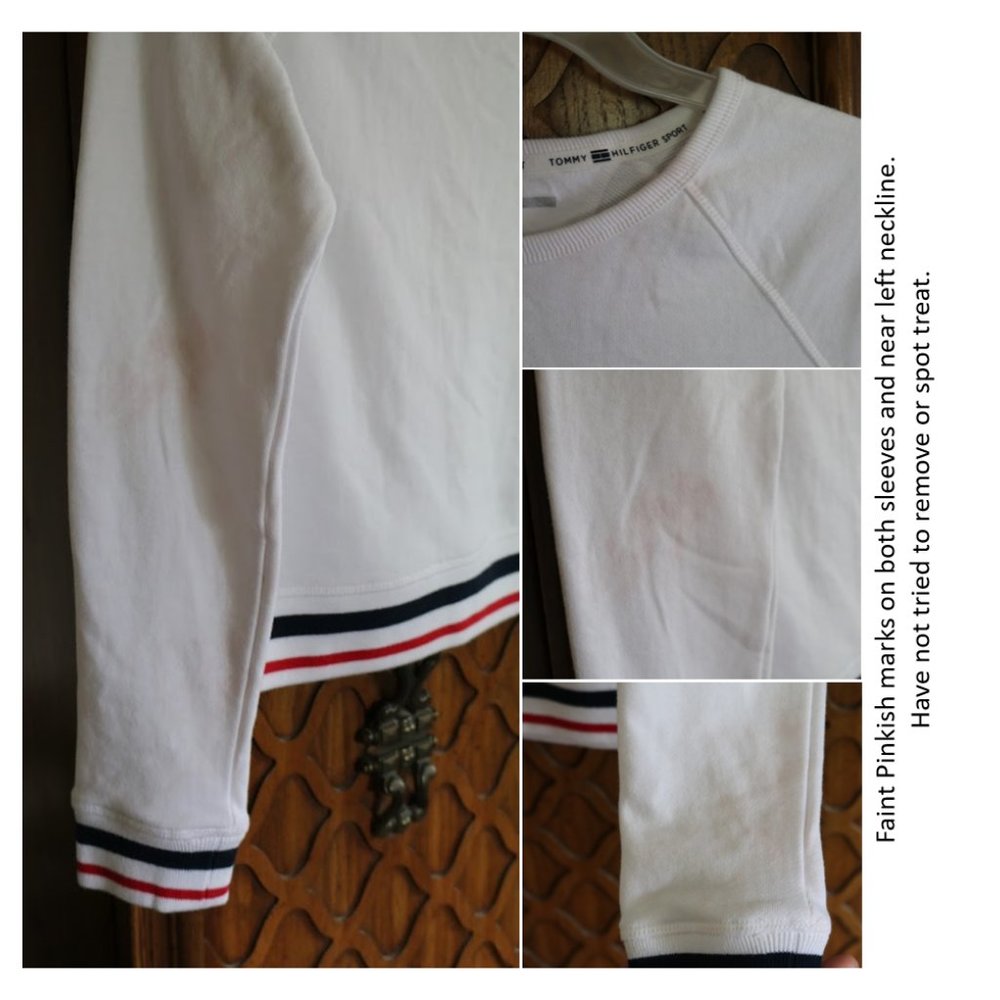 TOMMY HILFIGER SPORT Oversized Cropped Sweatshirt - White/stripes, Size S - Picture 10 of 14